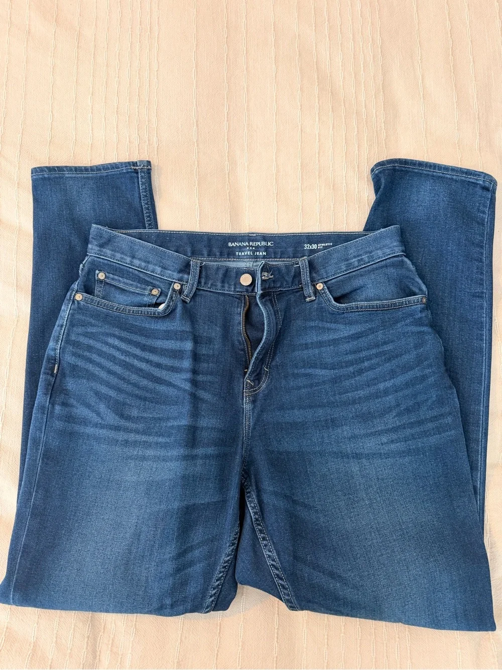 Banana Republic Men's Dark Blue Slim-Straight Travel Jeans